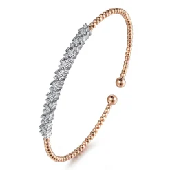 Online Gabriel & Co. 14K White-Rose Gold Bujukan Baguette Diamond Cuff Bracelet