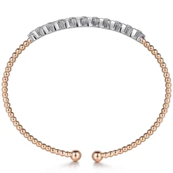 Online Gabriel & Co. 14K White-Rose Gold Bujukan Baguette Diamond Cuff Bracelet
