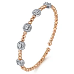 Gabriel & Co. 14K White-Rose Gold Bujukan Bangle With Diamond Stations