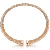 Sale Gabriel & Co. 14K White-Rose Gold Bujukan Bead Cuff Bracelet with Diamond Channels