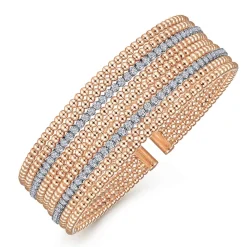 Sale Gabriel & Co. 14K White-Rose Gold Bujukan Bead Cuff Bracelet with Diamond Channels