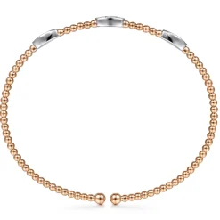 Gabriel & Co. 14K White-Rose Gold Bujukan Diamond Marquise Stations Bangle