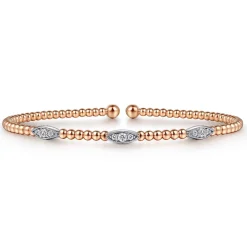Gabriel & Co. 14K White-Rose Gold Bujukan Diamond Marquise Stations Bangle