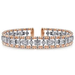 New Gabriel & Co. 14K White-Rose Gold Bujukan Diamond Bangle