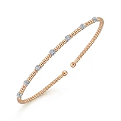 Gabriel & Co. 14K White-Rose Gold Bujukan Diamond Stations Bangle
