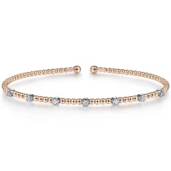 Gabriel & Co. 14K White-Rose Gold Bujukan Diamond Stations Bangle