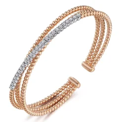 Best Gabriel & Co. 14K White-Rose Gold Bujukan Diamond Criss Cross Bangle