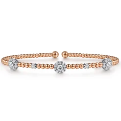 Outlet Gabriel & Co. 14K White-Rose Gold Bujukan Diamond Cluster Stations Bangle