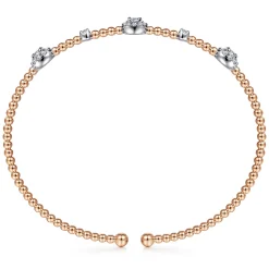 Outlet Gabriel & Co. 14K White-Rose Gold Bujukan Diamond Cluster Stations Bangle