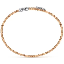 Outlet Gabriel & Co. 14K White-Rose Gold Bujukan Graduating Diamond Bypass Bangle