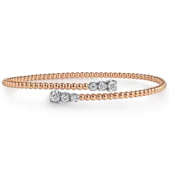 Outlet Gabriel & Co. 14K White-Rose Gold Bujukan Graduating Diamond Bypass Bangle