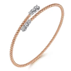 Outlet Gabriel & Co. 14K White-Rose Gold Bujukan Graduating Diamond Bypass Bangle