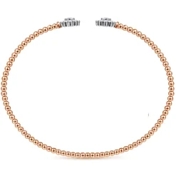 Best Gabriel & Co. 14K White Rose Gold Bujukan Split Cuff Bracelet with Diamond Flowers