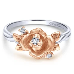 Online Gabriel & Co. 14K White-Rose Gold Classic Floral Twisted Diamond Ring