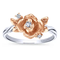 Online Gabriel & Co. 14K White-Rose Gold Classic Floral Twisted Diamond Ring