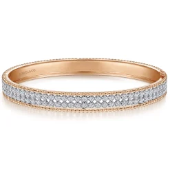 Best Gabriel & Co. 14K White-Rose Gold Hinged Diamond Bangle