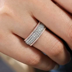 Online Gabriel & Co. 14K White-Rose Gold Pave Diamond Wide Band Ring