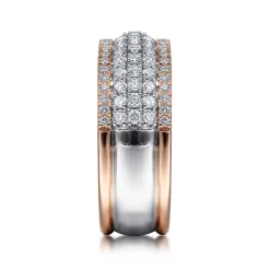 Online Gabriel & Co. 14K White-Rose Gold Pave Diamond Wide Band Ring