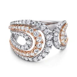 Clearance Gabriel & Co. 18K White Rose Gold Split Shank Diamond Wide Band Ring