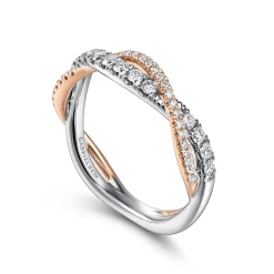 New Gabriel & Co. 14K White-Rose Gold Twisted Diamond Anniversary Band - 0.4 ct