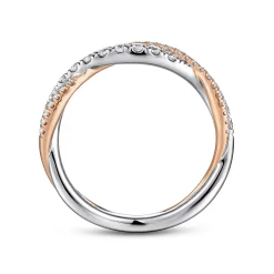 New Gabriel & Co. 14K White-Rose Gold Twisted Diamond Anniversary Band - 0.4 ct