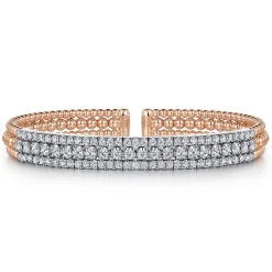 Hot Gabriel & Co. 14K White-Rose Gold Wide Bujukan Diamond Cuff Bracelet