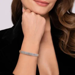 Discount Gabriel & Co. 14K White Yellow Bujukan and Diamond Multi Row Split Bangle Bracelet