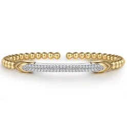 Online Gabriel & Co. 14K White Yellow Bujukan and Diamond Bar Split Bangle Bracelet