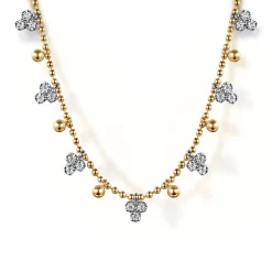 Discount Gabriel & Co. 14K White Yellow Gold Beaded Diamond Droplet Necklace-Bujukan
