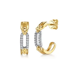 Online Gabriel & Co. 14K White Yellow Gold Bujukan and Diamond Link Intricate Hoop Earrings