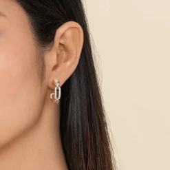 Online Gabriel & Co. 14K White Yellow Gold Bujukan and Diamond Link Intricate Hoop Earrings