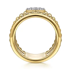 Hot Gabriel & Co. 14K White-Yellow Gold Bujukan And Diamond Easy Stackable Ring