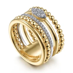 Hot Gabriel & Co. 14K White-Yellow Gold Bujukan And Diamond Easy Stackable Ring