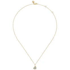 Clearance Gabriel & Co. 14K White Yellow Gold Bujukan and Diamond Pave Heart Pendant Necklace