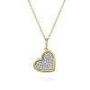Clearance Gabriel & Co. 14K White Yellow Gold Bujukan and Diamond Pave Heart Pendant Necklace