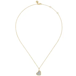 Clearance Gabriel & Co. 14K White Yellow Gold Bujukan and Diamond Pave Heart Pendant Necklace