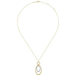 Gabriel & Co. 14K White-Yellow Gold Bujukan and Diamond Circle Pendant Necklace