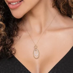 Gabriel & Co. 14K White-Yellow Gold Bujukan and Diamond Circle Pendant Necklace