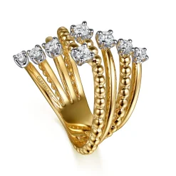 Sale Gabriel & Co. 14K White Yellow Gold Bujukan and Diamond Bypass Ring