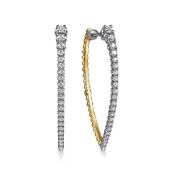 Outlet Gabriel & Co. 14K White Yellow Gold Bujukan and Graduating Diamond Classic Hoop Earrings