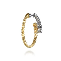 Hot Gabriel & Co. 14K White Yellow Gold Bujukan and Graduating Diamond Bypass Hoop Earrings