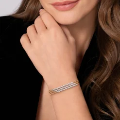 Clearance Gabriel & Co. 14K White Yellow Gold Bujukan and Diamond Marquise Multi Row Split Bangle Bracelet