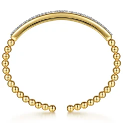 Sale Gabriel & Co. 14K White Yellow Gold Bujukan and Diamond Split Bangle Bracelet