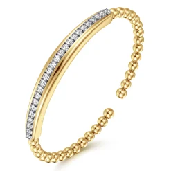 Sale Gabriel & Co. 14K White Yellow Gold Bujukan and Diamond Split Bangle Bracelet