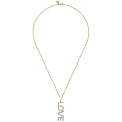 Gabriel & Co. 14K White Yellow Gold Bujukan and Diamond Love Necklace