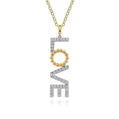 Gabriel & Co. 14K White Yellow Gold Bujukan and Diamond Love Necklace