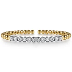 Online Gabriel & Co. 14K White Yellow Gold Bujukan Beads and Diamond Split Bangle Bracelet