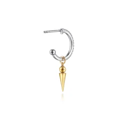 Outlet Gabriel & Co. 14K White Yellow Gold Bujukan Bullet and Diamond Huggie Drop Earrings