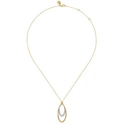 Clearance Gabriel & Co. 14K White Yellow Gold Bujukan Clover and Graduating Diamond Pendant Necklace