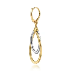 Clearance Gabriel & Co. 14K White Yellow Gold Bujukan Clover and Graduating Diamond Drop Earrings